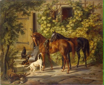 アダム・アルブレヒト ポーチの馬 Oil Paintings